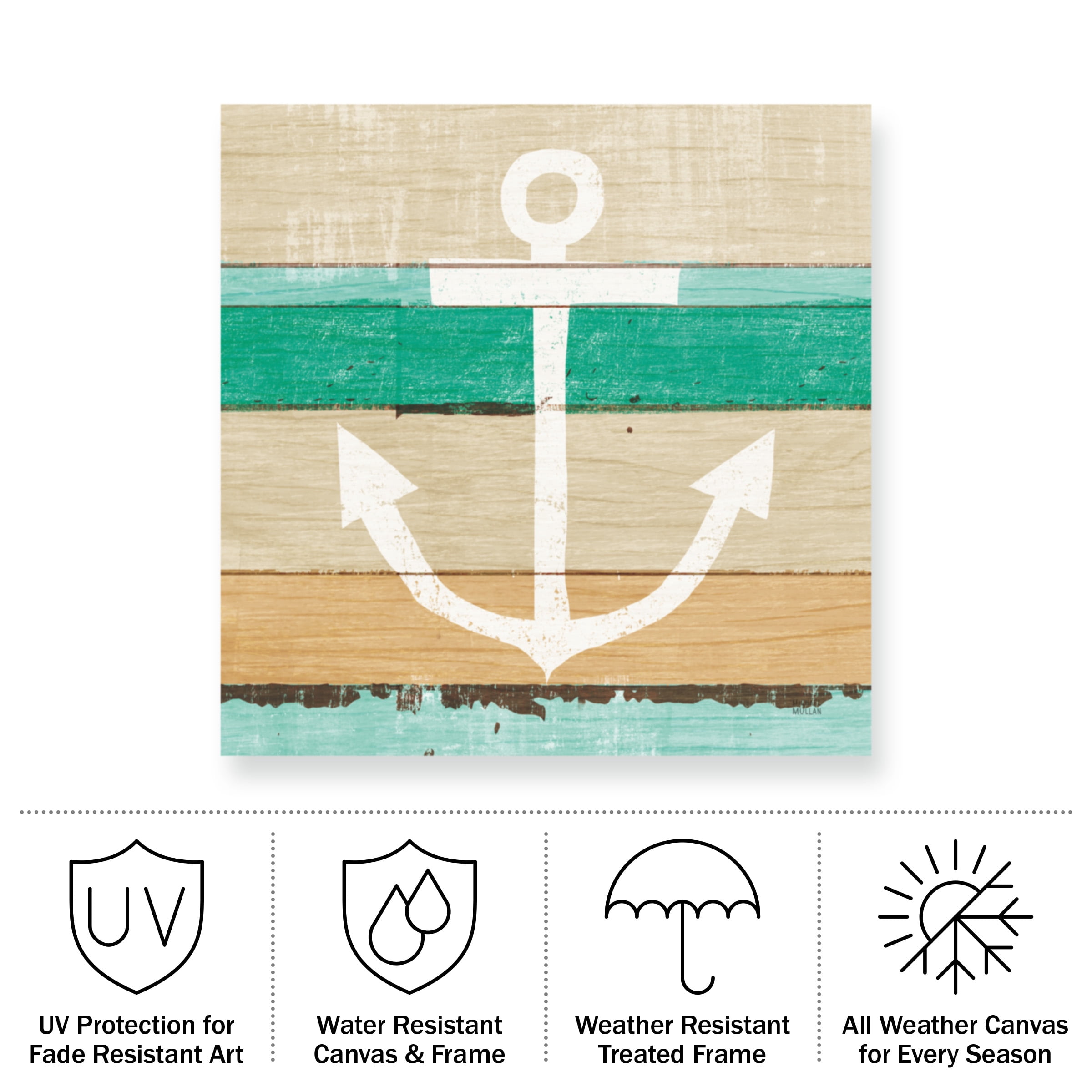 Michael Mullan 'Beachscape III Anchor Green' Outdoor All-Weather Wall Decor