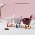 thumbnail image 4 of Naiovety Juego de fondue de cerámica para queso y chocolate. Incluye 1 taza y 2 tenedores. Base para fondue de chocolate. Juego de fondue de Cocina y Comedor morado+dorado, 4 of 6