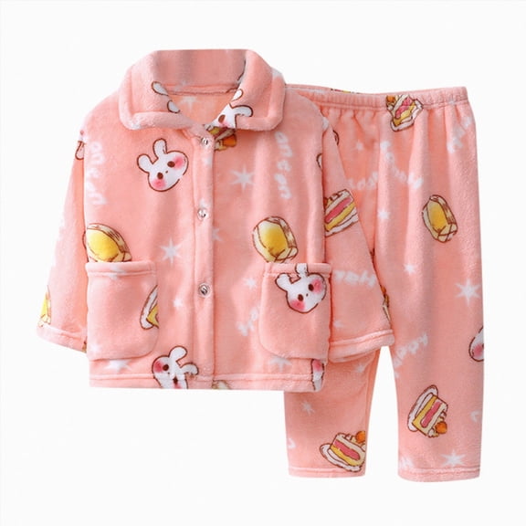 NOLDARES Girls Pajamas Set With Fleece 2Pcs Long Sleeve Button Down Pjs Luxury pajama, Long sleeve & pants ideal for sleepwear, birthday party, or as gifts(K027-Red)