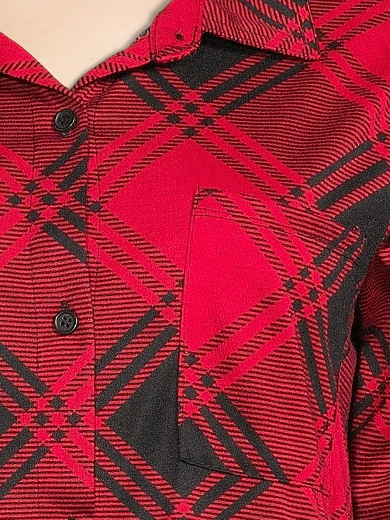 New York Laundry Womens Roll Cuff Plaid Tunic Top with Long Sleeves