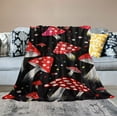 thumbnail image 2 of JRXY  Cute Mushrooms Plush Throw Blanket Red Mushrooms Sherpa Blanket Natural Wild Fungus Throw Blanket Botanical Fuzzy Blanket for Kids Boys Girls Black White, 2 of 6