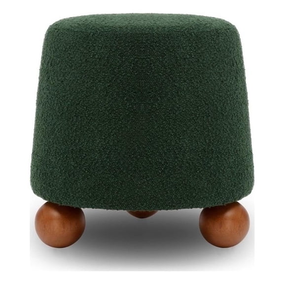 Pemberly Row Contemporary Upholstered Forest Green Boucle Stool