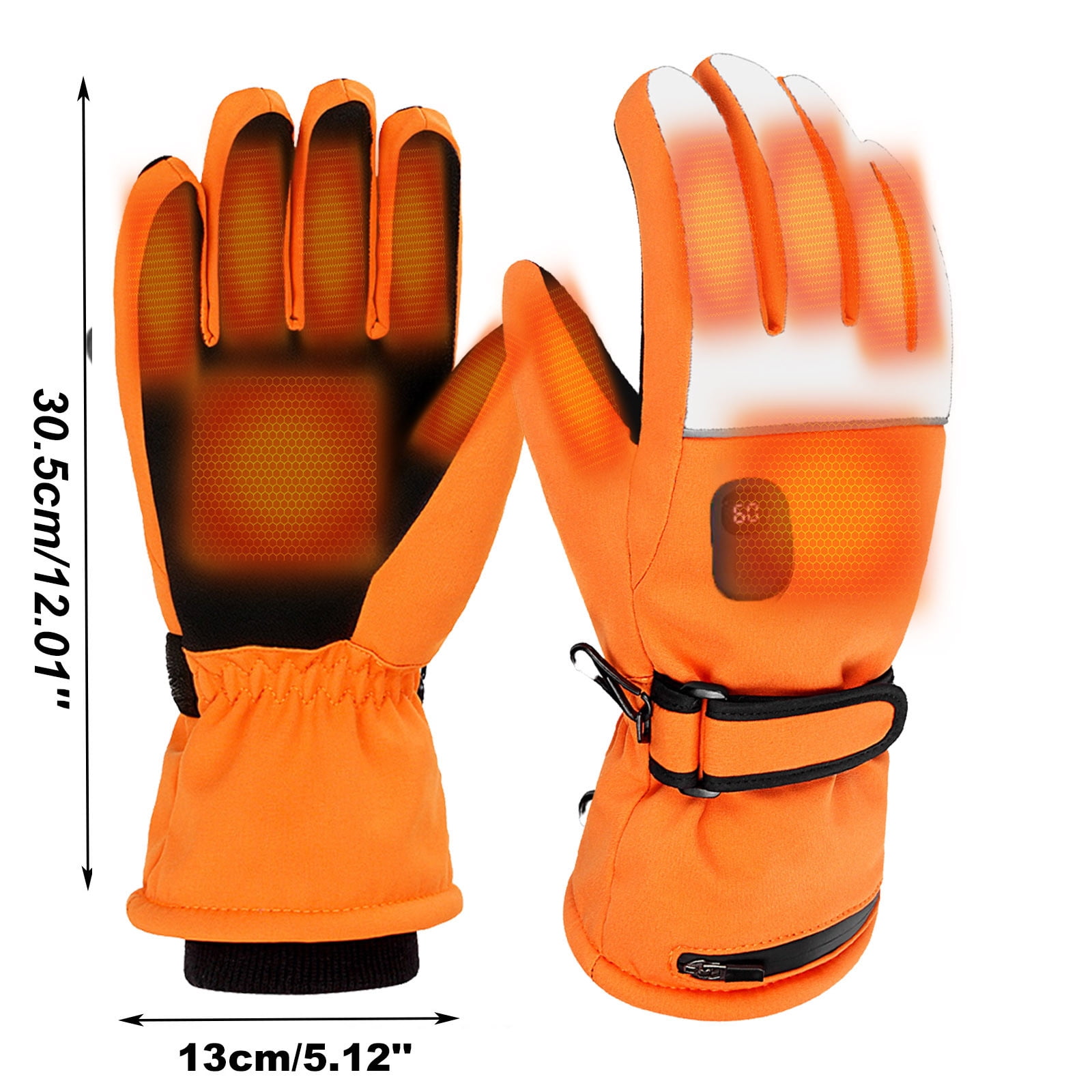Heated Gloves For Men Women Rechargeable Electric Warm Winter Gloves For Motorcycle Skiing Bike Hunting Camping (Free Size, Orange)