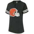 thumbnail image 2 of Women's Fanatics Charcoal Cleveland Browns Plus Size Logo Striped Raglan Notch Neck T-Shirt, 2 of 3