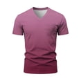 thumbnail image 3 of ZXLBBD Mens T-Shirts Short Sleeve Gradient Color V Neck Tee with Front Pocket Loose Breathable Beach Gym Workout Shirts Summer Outdoor Tshirts,Purple,4XL, 3 of 7