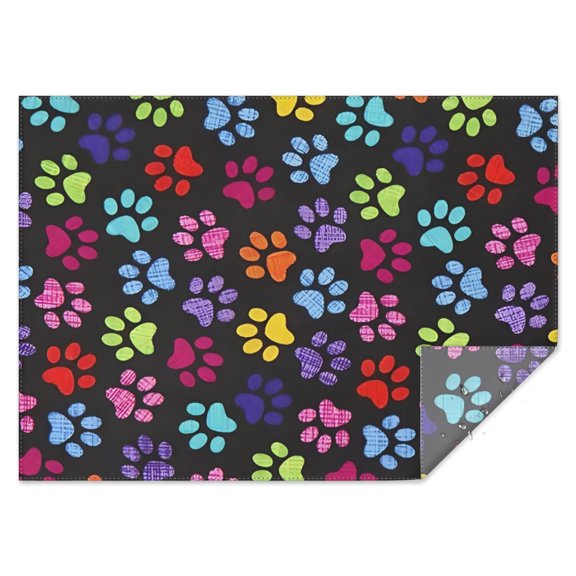 Colorful Animal Footprints Rectangle Tablecloth 60"x84",Waterproof Polyester Rectangle Table Cloth, Wipeable Spillproof Polyester Tablecloth for Dining, Camping, Indoor and Outdoor