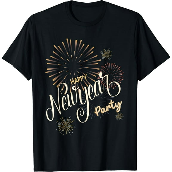 New Year's Eve Fireworks Happy New Year 2024 T-ShirtMen and women, Black T-shirt, size: Extra large