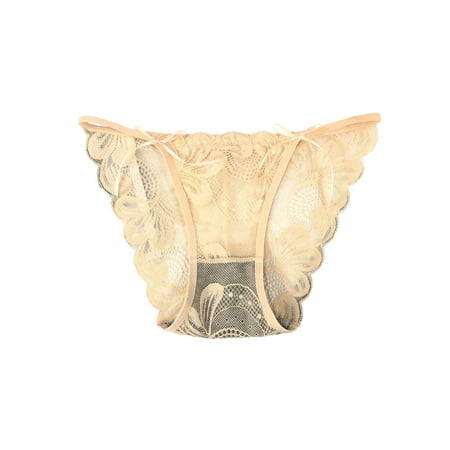 

zuwimk Womens Thong Underwear Women T Back Low Waist panties Cotton Seamless underwear bikini thong Beige One Size