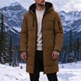 thumbnail image 6 of Mens Winter Coat Multi Pocket Fleece Lined Hooded Cotton Jacket Full Zip Solid Color Long Sleeve Mid Length Warm Outerwear for Daily Wear Mens Padded Coat, 6 of 9