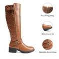 thumbnail image 4 of Dream Pairs Women's Chunky Block Heel Knee-High Boots Round Toe Side Zipper Riding Buckles & Biker Style, 4 of 7