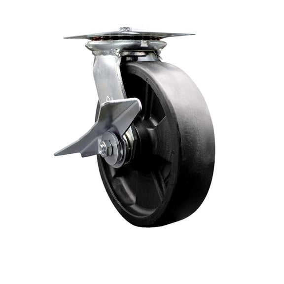 8 Inch Heavy Duty Glass Filled Nylon Caster with Ball Bearing and Brake SCC