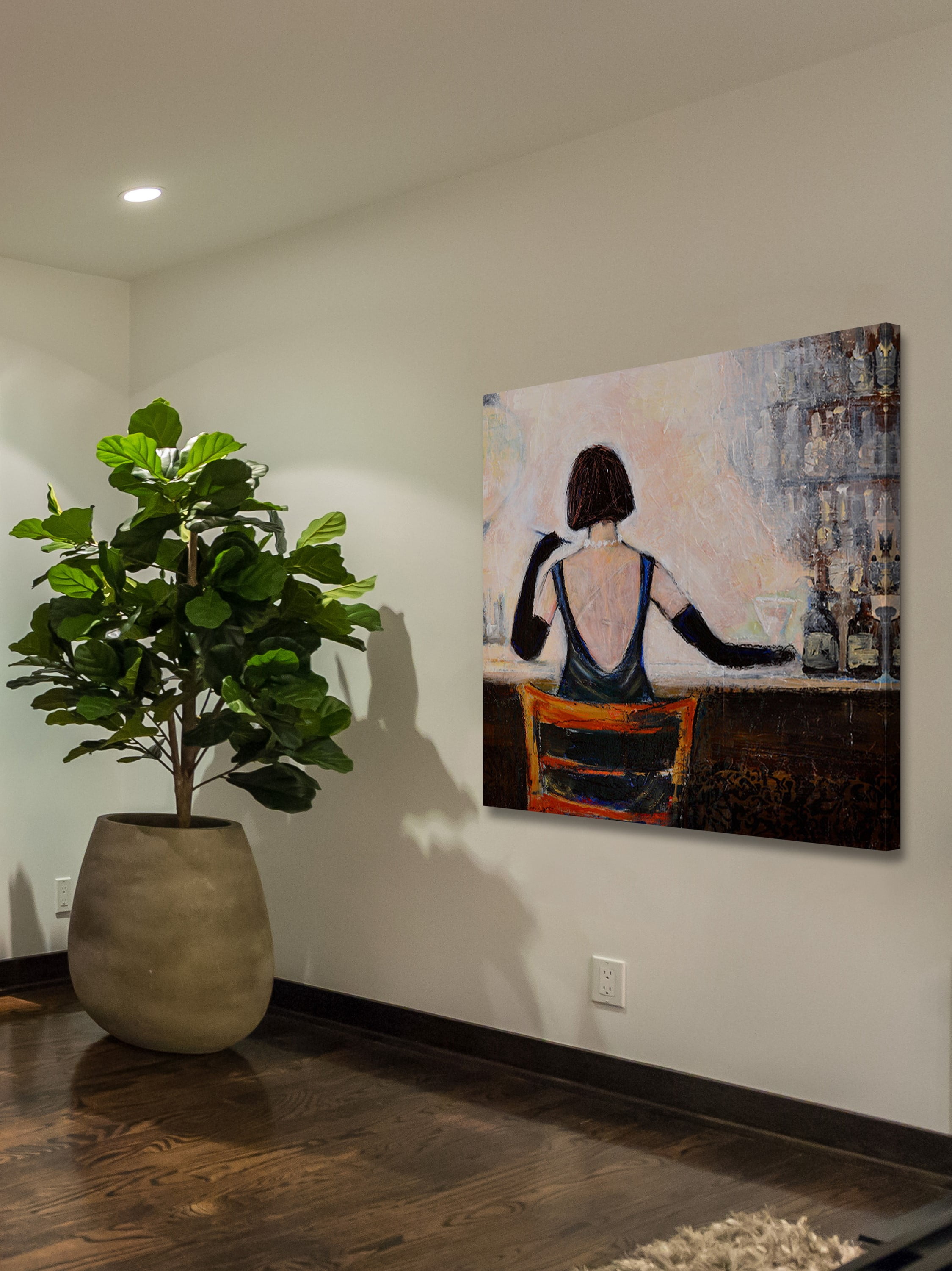 "Bar Scene Woman" Painting Print on Wrapped Canvas