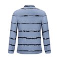 thumbnail image 4 of gbyLJF Men Casual Sweatshirts Quarter Zip Turn-down Collar Striped Printing Pullover Rugby Shirts Sports Long Sleeve Shirt, 4 of 5