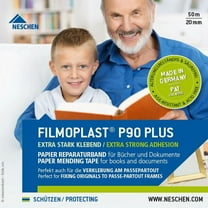 Neschen Filmoplast P90 Plus White High Adhesion Paper Archival Mending Tape, 3/4in x 165ft, Single Roll in Dispenser Box