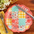 thumbnail image 3 of (2 pack) The Pioneer Woman Patchwork Medley Melamine Dinner Plate, Coral, 3 of 9
