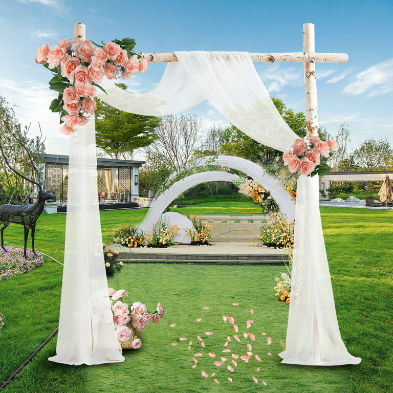 DONGPAI Wedding Arch Draping Fabric, White Wedding Arch Drapes Sheer  Backdrop Curtain for Wedding Ceremony Party Ceiling Decor 1 Panel, W54 x  L144, White 