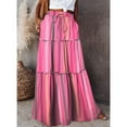 thumbnail image 4 of Women's Smocked High Waist Maxi Skirt Casual Boho Long Skirts with Pockets Hot Pink XL, 4 of 5