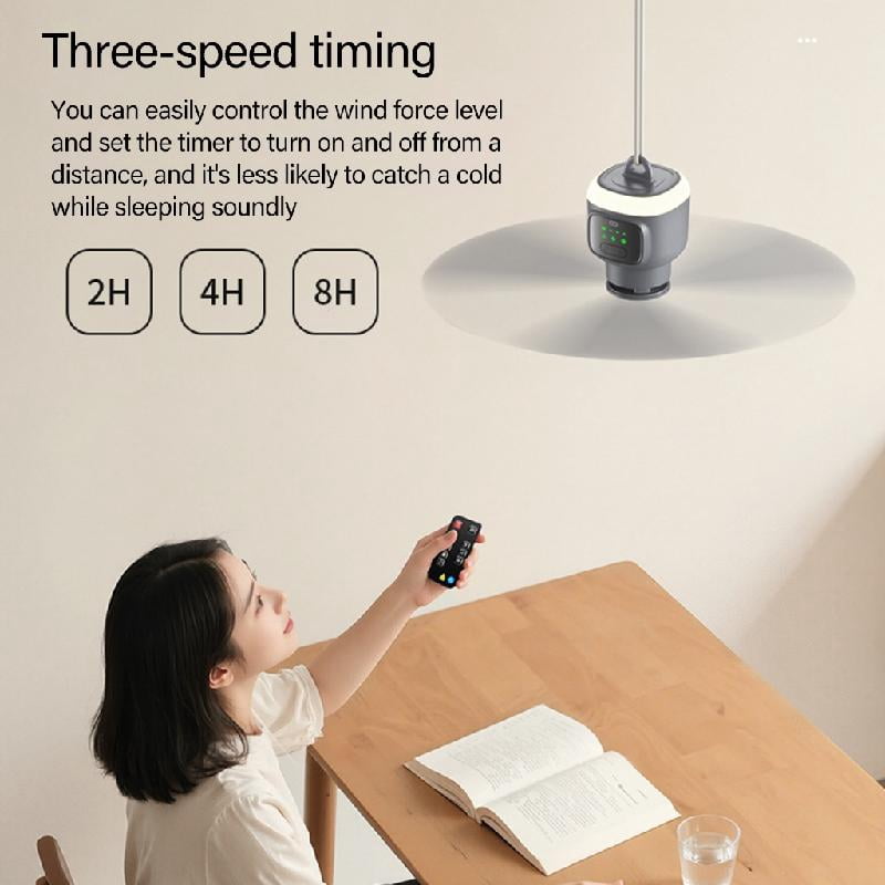 Rechargeable Ceiling Fan With Remote Control 3 Speed and Adjustable Light