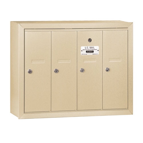 Vertical Mailbox (Includes Master Commercial Lock) - 4 Doors - Sandstone - Surface Mounted - Private Access