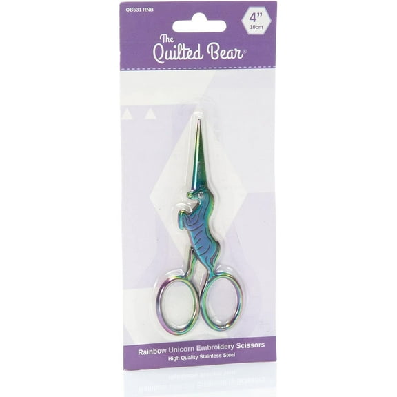 The Quilted Bear Rainbow Unicorn Embroidery Cutting Scissors 4”