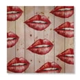 thumbnail image 3 of Designart 'Red Girl Lips Pattern' Modern Print on Natural Pine Wood, 3 of 5