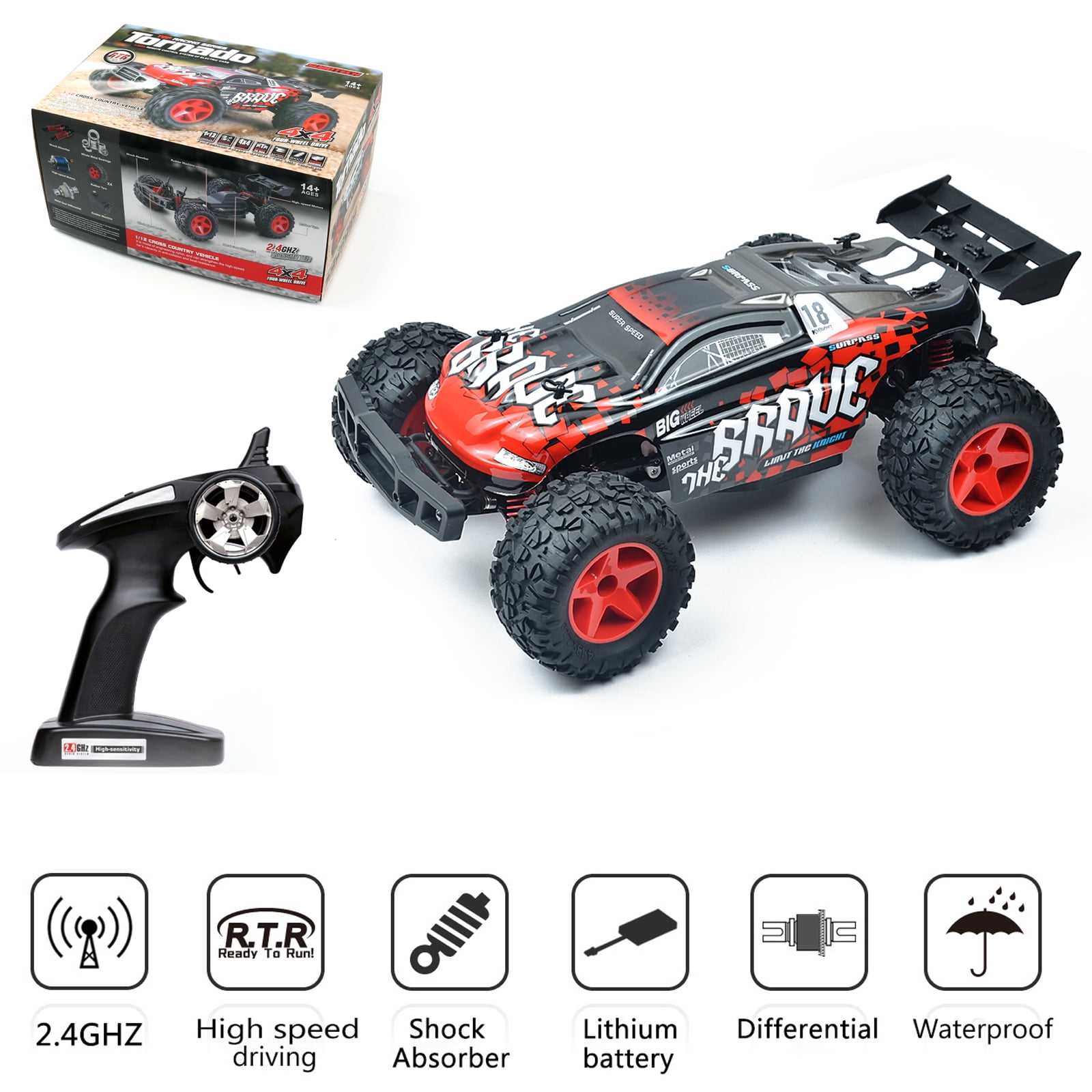 Mad Remote Control 1/12 Scale 4WD RC Car RTR 2.4Ghz 30MPH High