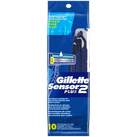 Gillette Sensor2 Plus Men's Disposable Razors, 10 Count