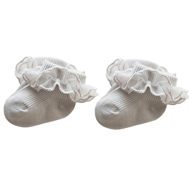 Nituyy Baby Socks for Girls Lace Ruffles Toddler Sweet Anti-Skid Princess Socks Spring Fall Cute Kids Socks