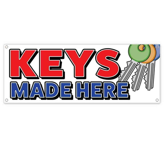 Keys Made Here 13 oz Vinyl Banner With Metal Grommets
