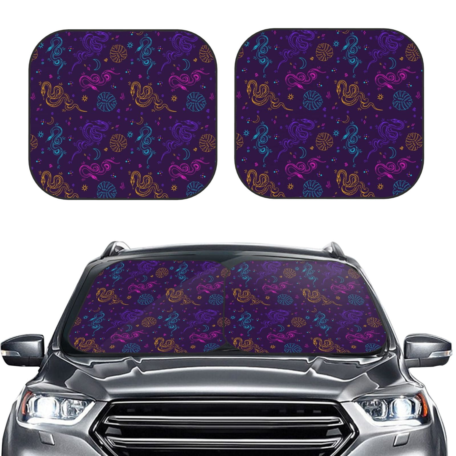 Vsdgher Colorful Snake Print Car Windshield Sun Shade, Reflective
