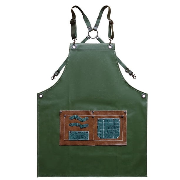 Delantal de barbero de diseño vintage con bolsillos de piel sintética impermeable