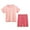 Pink, variant on Taqqpue Girls Boys 2 Piece Outfit Summer Short Sleeve Loose Fit Round Neck T-Shirt and Shorts Set Casual Solid Color Activewear Sweatshirt for Kids 2-16Y
