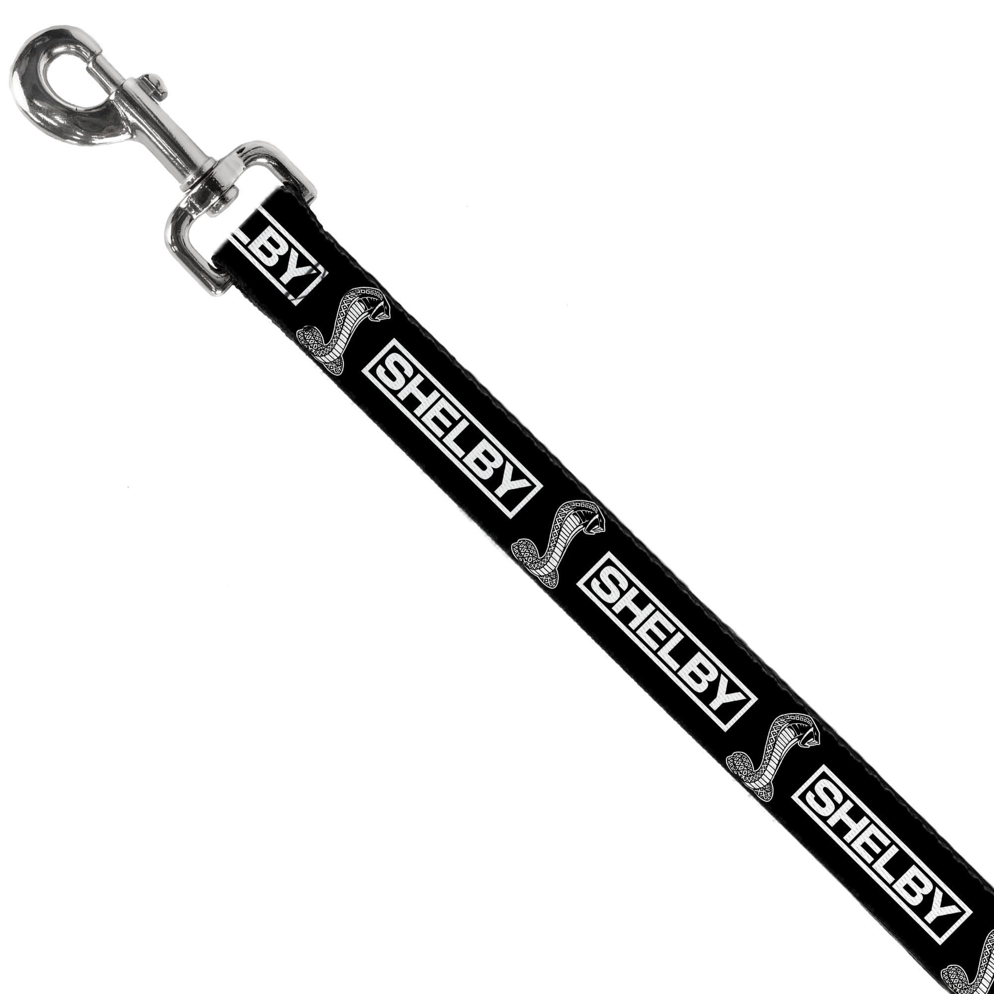 Carroll Shelby Pet Leash, Dog Leash, Shelby Box Logo and Super Snake Cobra Black White, 6 Feet Long 1.0 Inch Wide
