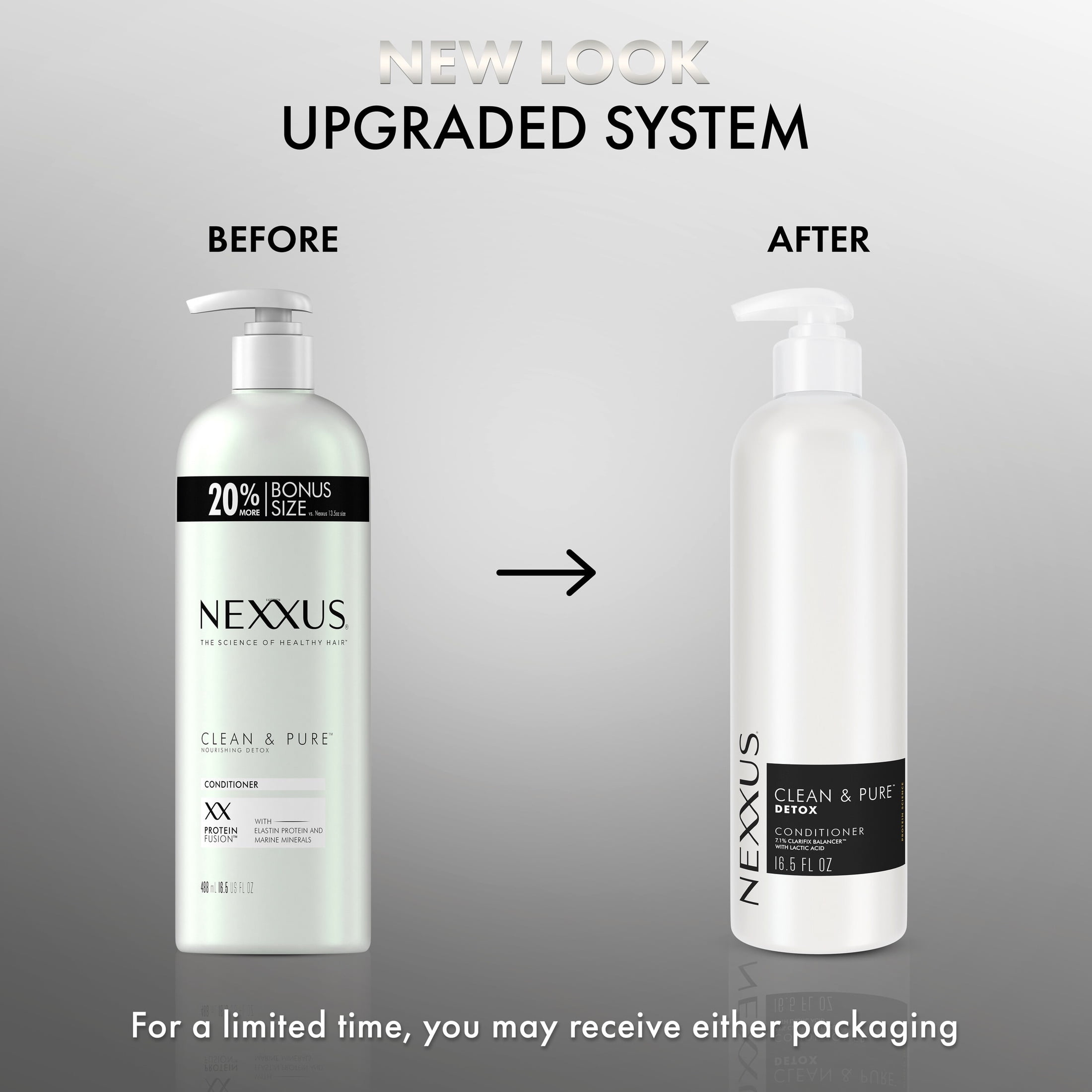 Nexxus Clean & Pure Conditioner for Professional-Level Detox Hair Care Powered by Clarifix Balancer Technology with Lactic Acid 16.5 fl oz