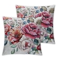 thumbnail image 2 of Acheng  Flower Throw Pillow Cover Flower Floral Leaf Buds Pillow Case Waist Lumbar Red Throw Pillow case Cushion Cover Sofa Home Decorative Rectangle Oblong 2pcs White, 2 of 6