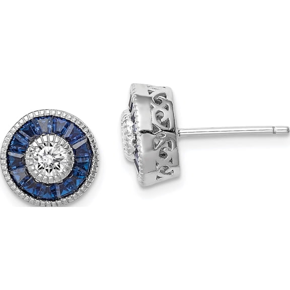 Jewelry by Sweet Pea Sterling Silver Rhodium-plated Synthetic Blue Spinel and CZ Earrings