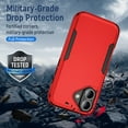 thumbnail image 3 of Dteck 3 in 1 for iPhone 16 Plus Case with Tempered Glass Screen Protector & Camera Lens Cover, Military Grade Protection Full Body Shockproof Rugged Protective Cover for iPhone 16 Plus,Red Black, 3 of 6