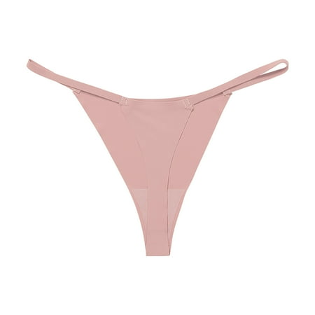 

YDKZYMD Womens Low Waist Panty Ice Silk Ultra-thin Soft Invisibles No Show Lace G String Thongs Underwear Pink