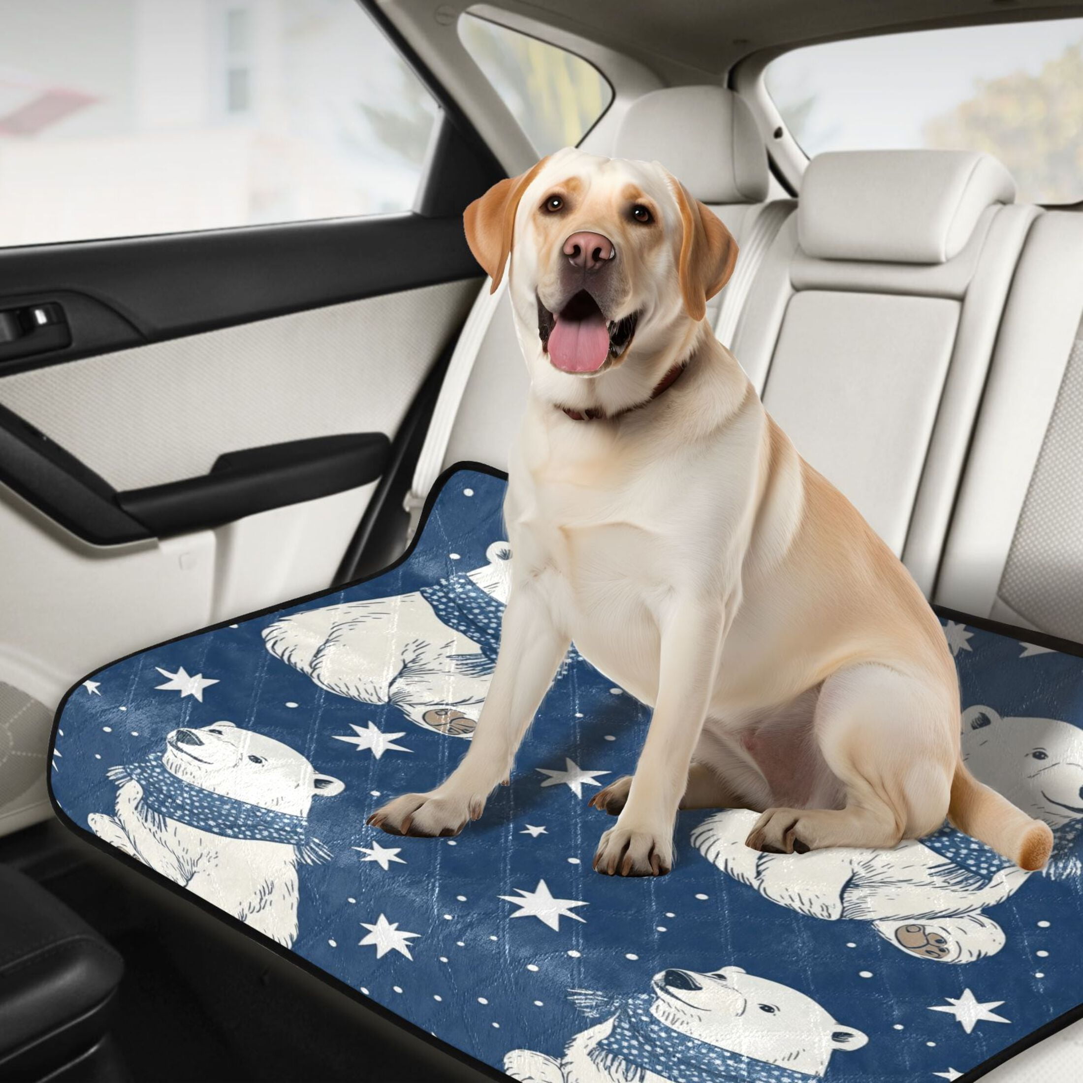 Qxltty Cute Polar Bears Pattern Cat litter Pads Pet Set of 2 Diaper Mats Center Anti-leakage Layer Absorbent Soft and Comfortable