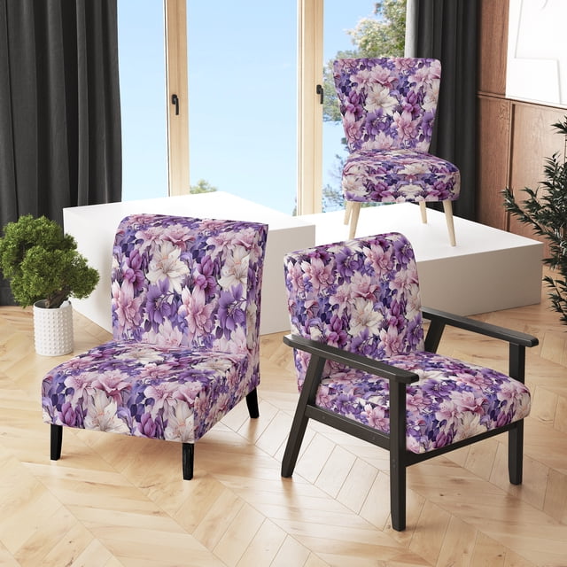 Designart "Dreamy Orchid Oasis I" Chaise d'Appoint Tropicale Violette - Fauteuil Tropical pour Salon