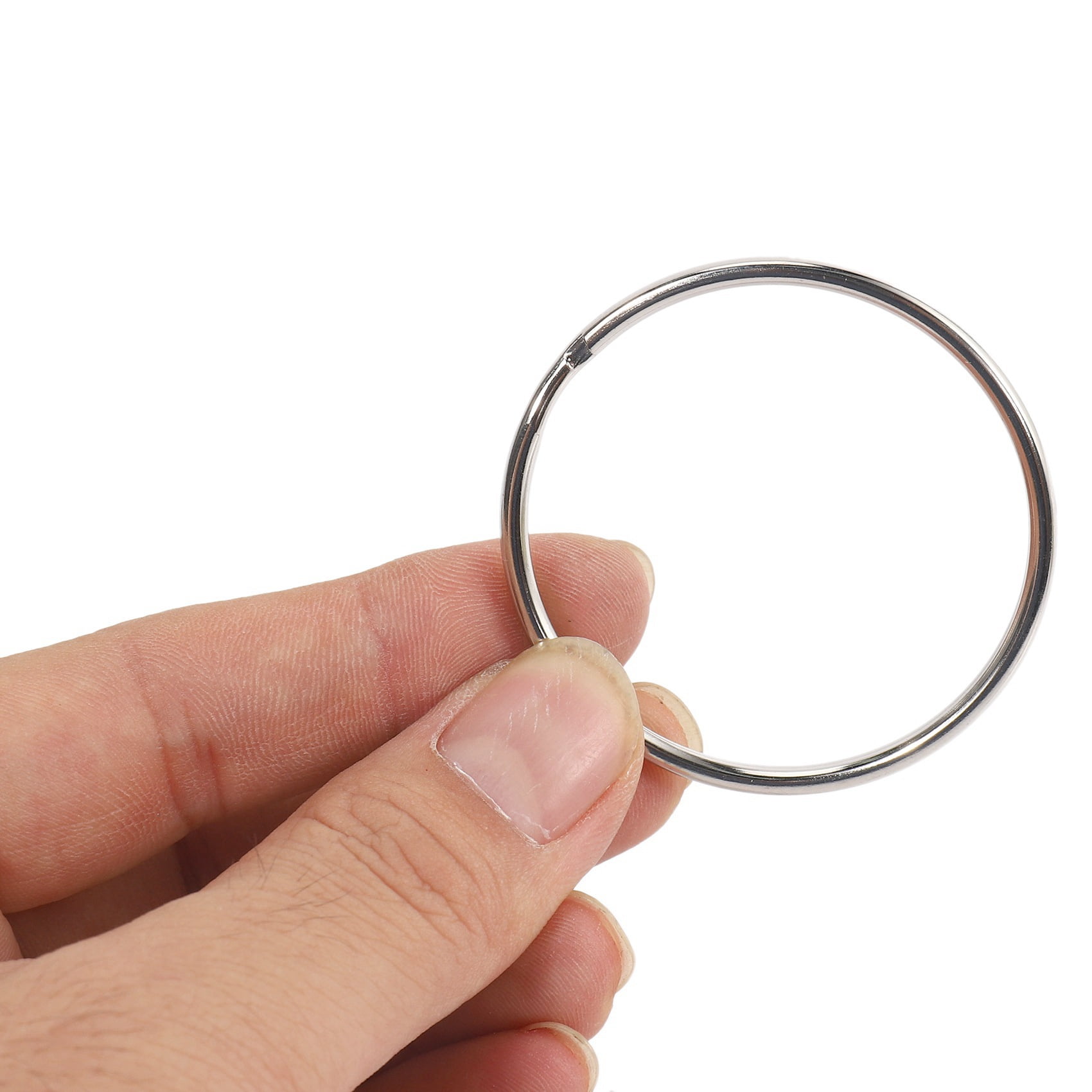 100X Quality 50mm Keyring Split Ring Set Heavy Duty Nickel Key Loop Sprung Hoop