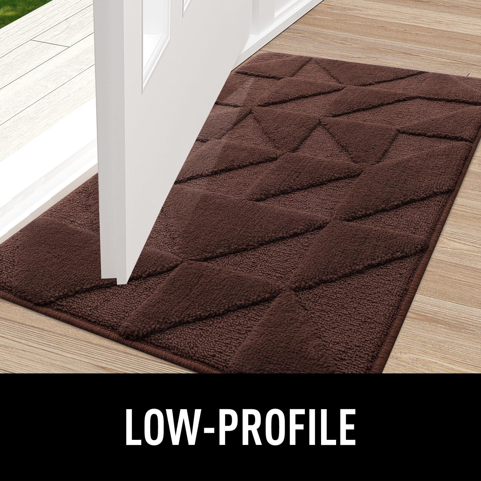 Buganda Indoor Doormats, Absorbent Trapper Dirt Door Mats, Non Slip Low Profile Inside Doormats for Entryway, 24x36, Dark Brown