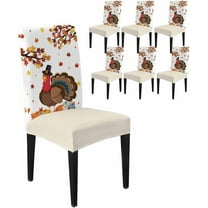Dining Chair Covers Set of 6,Thanksgiving Turkey Maple Leaf Universal Stretch Kitchen Seat Covers Parsons Chair Protector Slipcover for Home Restaurant Party Decor,Farmhouse Pumpkin Chicken