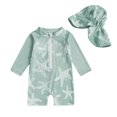thumbnail image 1 of Traje de baño de verano para niños de 0 a 3 años, ropa de playa para chico, traje de baño para bebé con gorro de baño, traje de baño de una pieza con estampado de estrella de mar para niños, 1 of 3