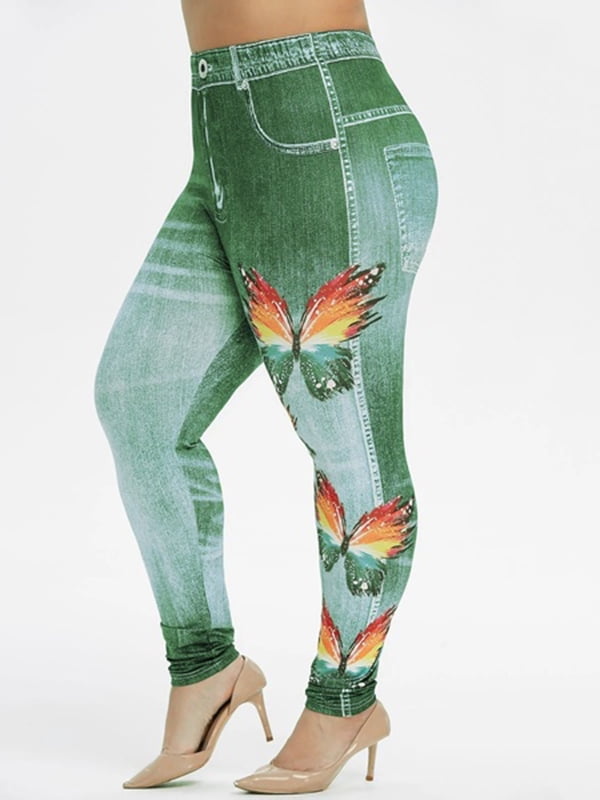 Women Skinny Butterfly Print Jeggings Faux Denim Jeans Walmart Canada