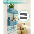 thumbnail image 4 of HapiRm Over Door Hook with 2 Mesh Baskets and 9 Hooks, 304 Stainless Steel No Drilling Over The Door Hanger, Over The Door Organizer for Bathroom, Kitchen, Bedroom-Blue (for 1.57in Doors), 4 of 6
