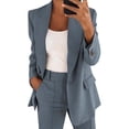 thumbnail image 1 of Women's 2 Piece Business Suit Set Lapel Single-breasted Polyester Suit Jacket With Straight Trousers, 1 of 5