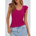 thumbnail image 7 of PRETTYGARDEN Womens V Neck Summer Tops Ruffle Sleeveless Slim Fit T Shirts Going Out Casual Blouses, 7 of 7