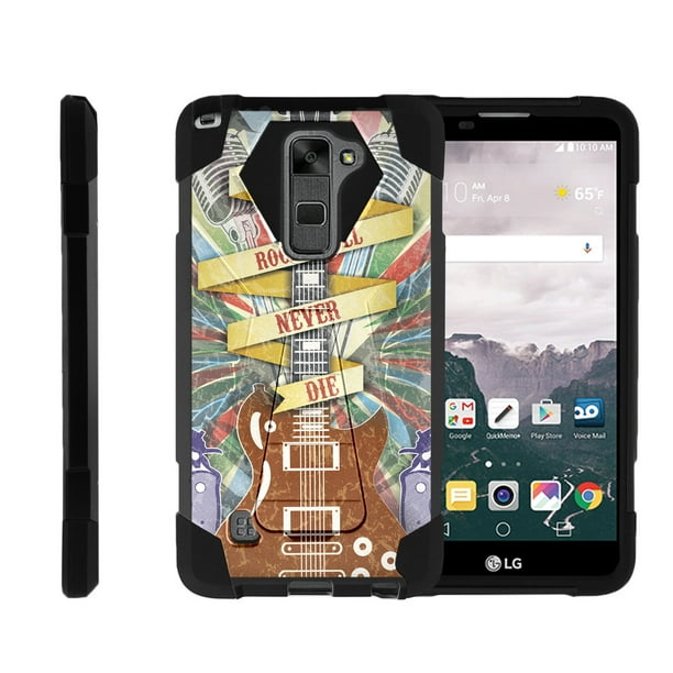 Turtlearmor A For Lg Stylus 2 Lg G Stylo 2 Lg Stylo 2 V Dynamic Shell Dual Layer Hybrid Silicone Hard Shell Kickstand Case Rock N Roll Never Die Walmart Com Walmart Com