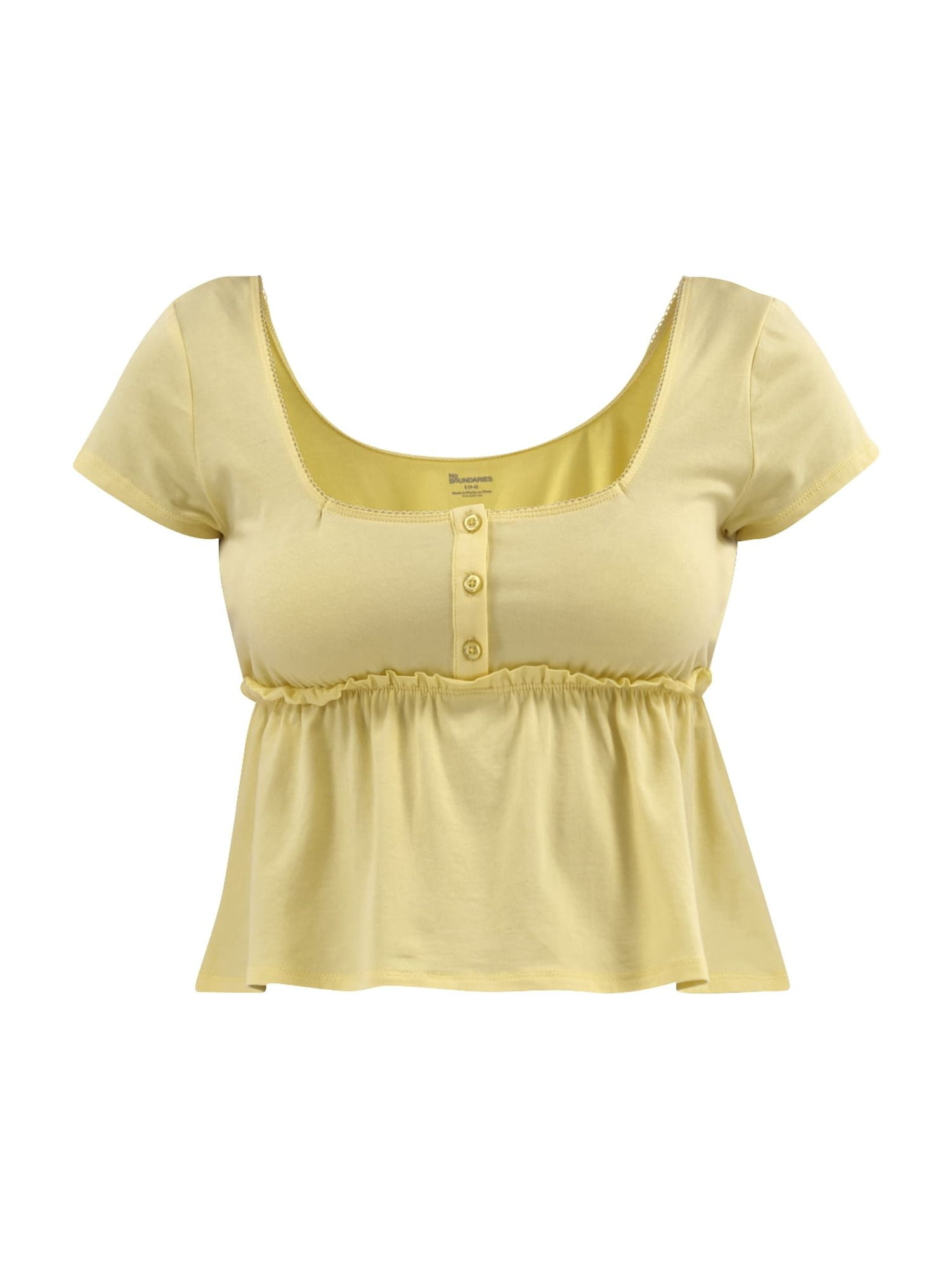 No Boundaries Babydoll Top with Short Sleeves, Women's